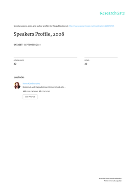 Speakers Profile, 2008
