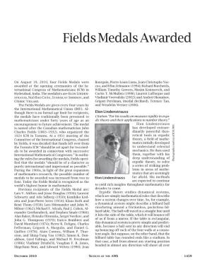 Fields Medals Awarded