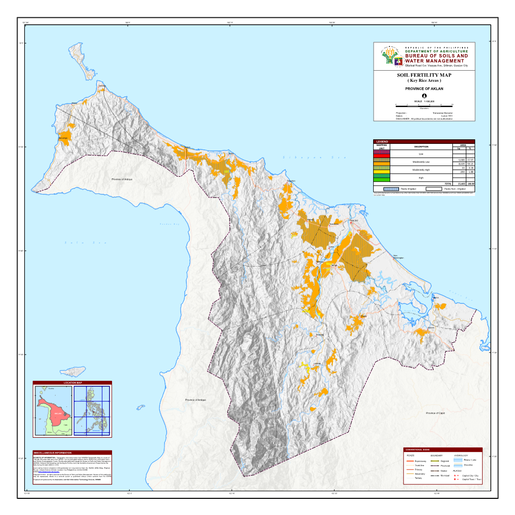 SOIL FERTILITY MAP ( Key Rice Areas ) Caticlan PROVINCE of AKLAN ° SCALE 1:100,000 Malay 0 2 4 6 8 10