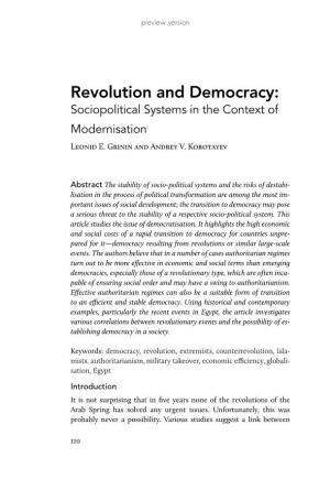 Revolution and Democracy: Sociopolitical Systems in the Context of Modernisation Leonid E