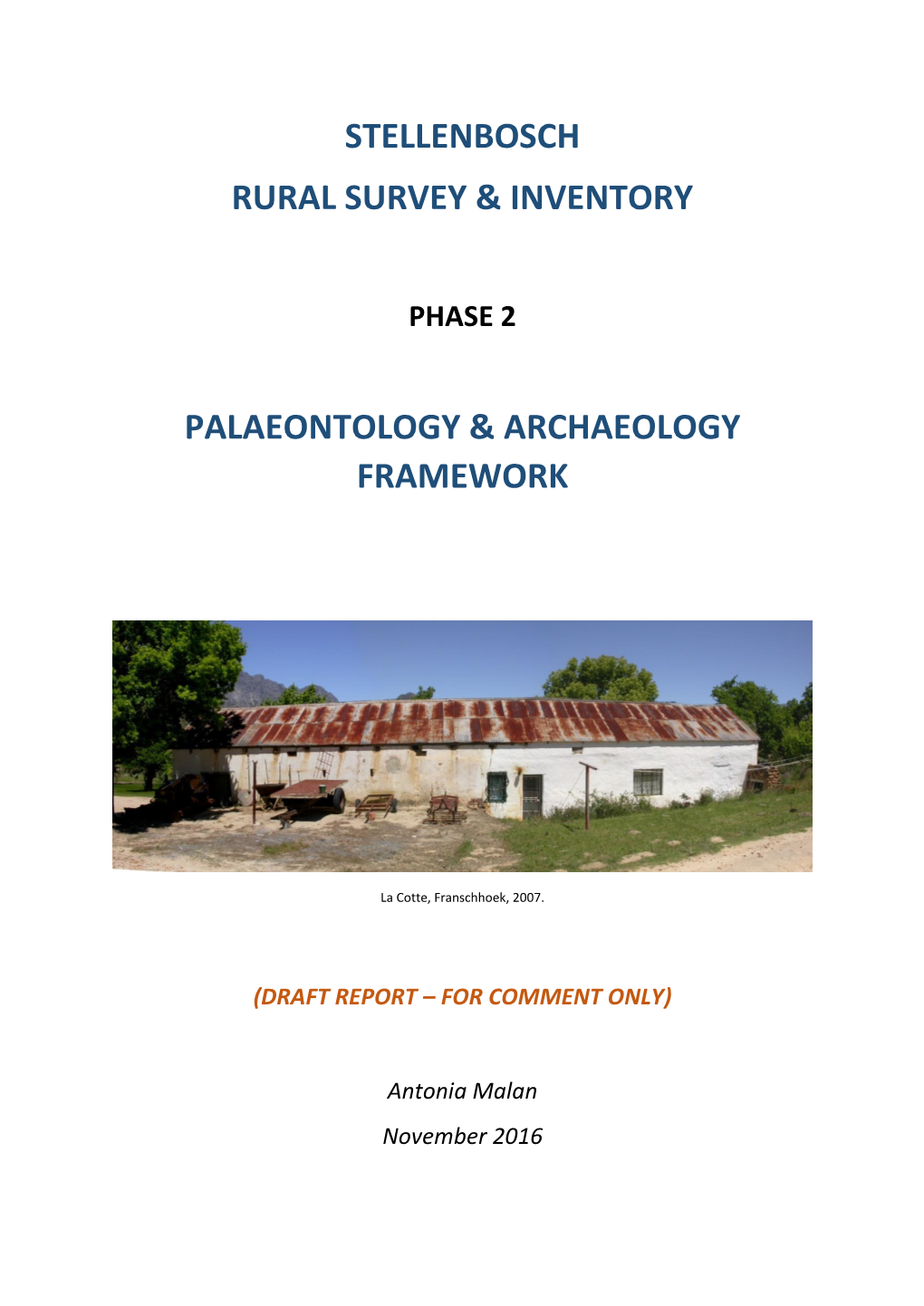 Stellenbosch Rural Survey & Inventory Palaeontology