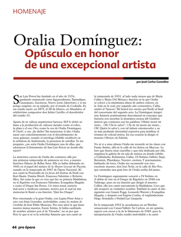 Oralia Domínguez: Opúsculo En Honor De Una Excepcional Artista