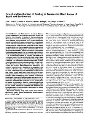 Extent and Mechanism of Sealing in Transected Giant Axons of Squid and Earthworms