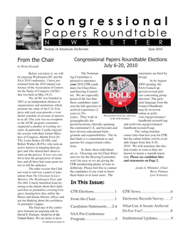 Congressional Papers Roundtable NEWSLETTER       