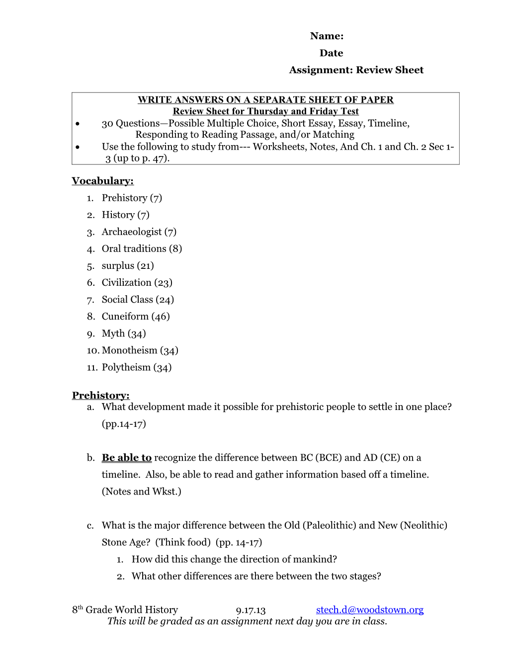 Review Sheet for Friday S Test Chapters 15 and 16