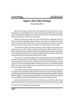 Nepal's Rich Sikh Heritage MANJEEV SINGH PURI