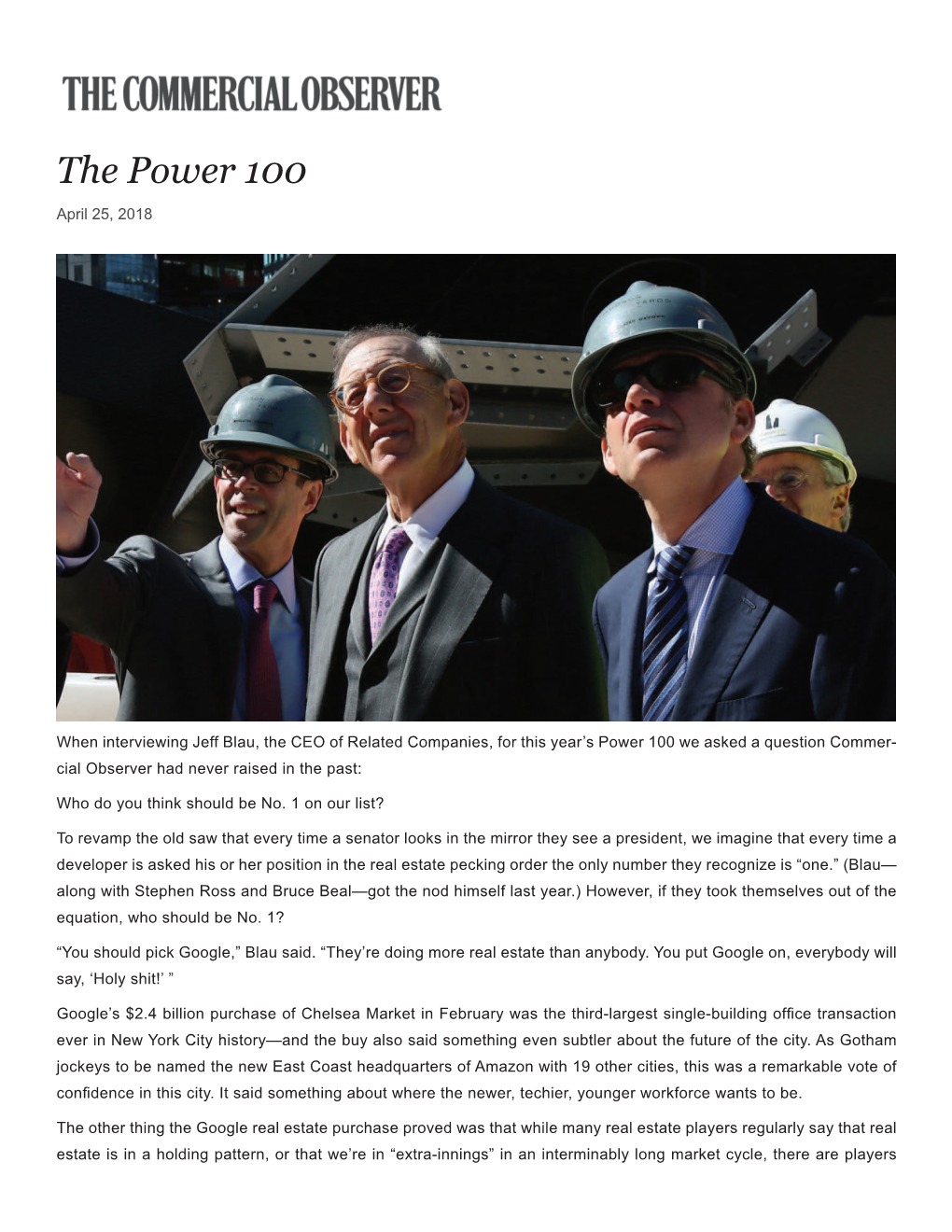 The Power 100 April 25, 2018