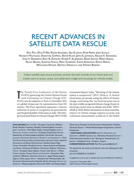 Recent Advances in Satellite Data Rescue