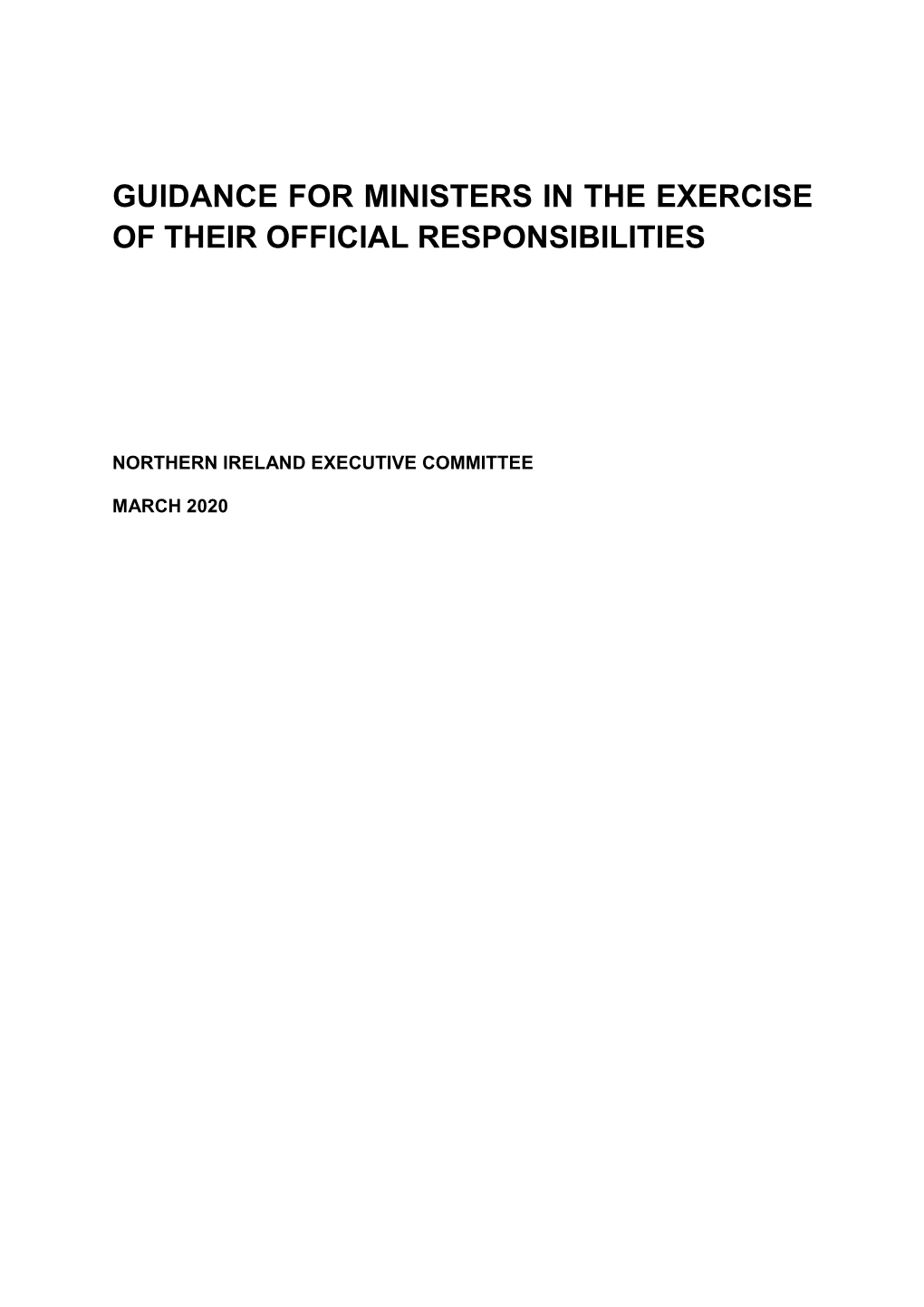 Guidance for Ministers in the Exercise of Their Official Responsibilities