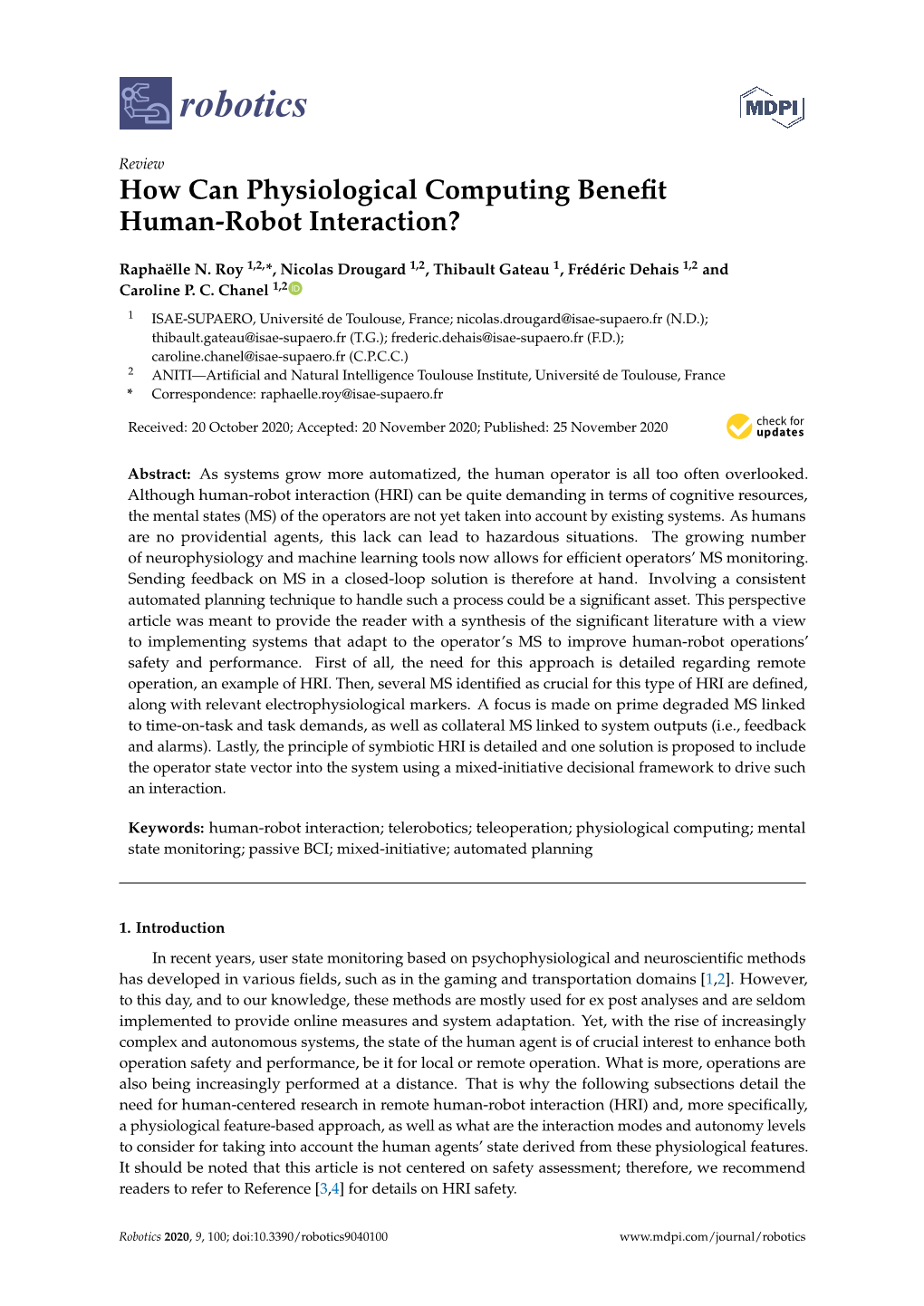 How Can Physiological Computing Benefit Human-Robot Interaction?