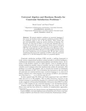 Universal Algebra and Hardness Results for Constraint Satisfaction Problems ?