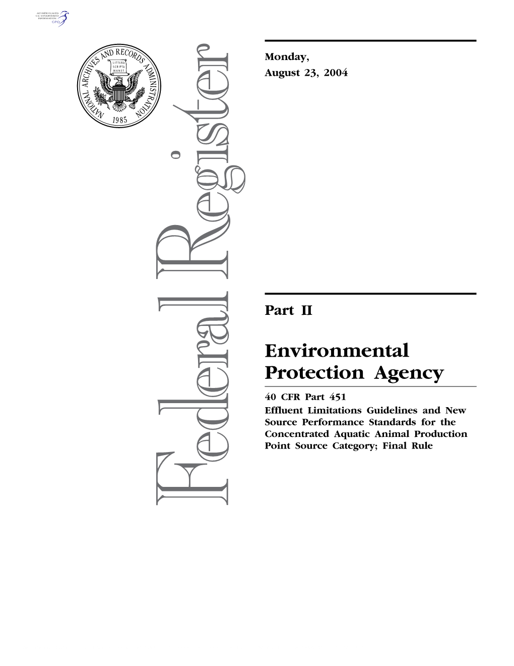 Environmental Protection Agency