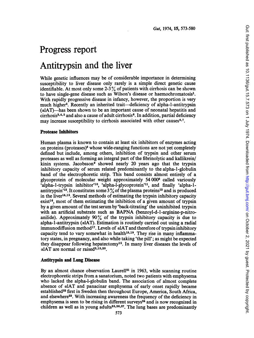 Progress Report Antitrypsin and the Liver
