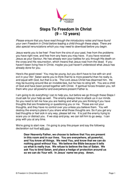 Steps to Freedom in Christ (9 – 12 Years)