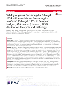 (Schlegel, 1933) in European Badgers