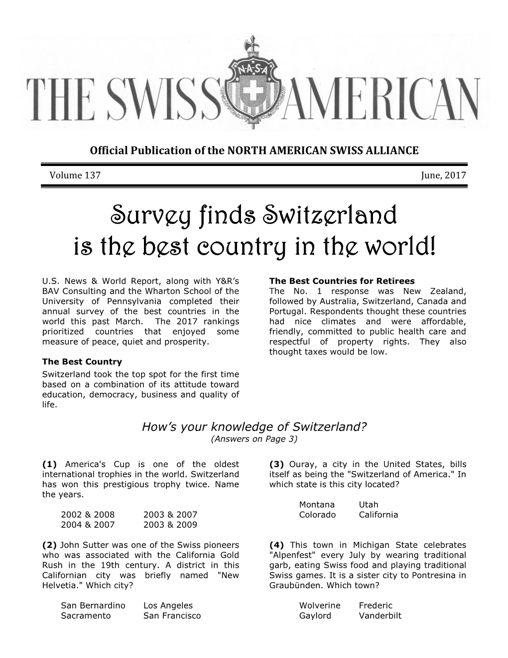 Survey Finds Switzerland Is the Best Country in the World!