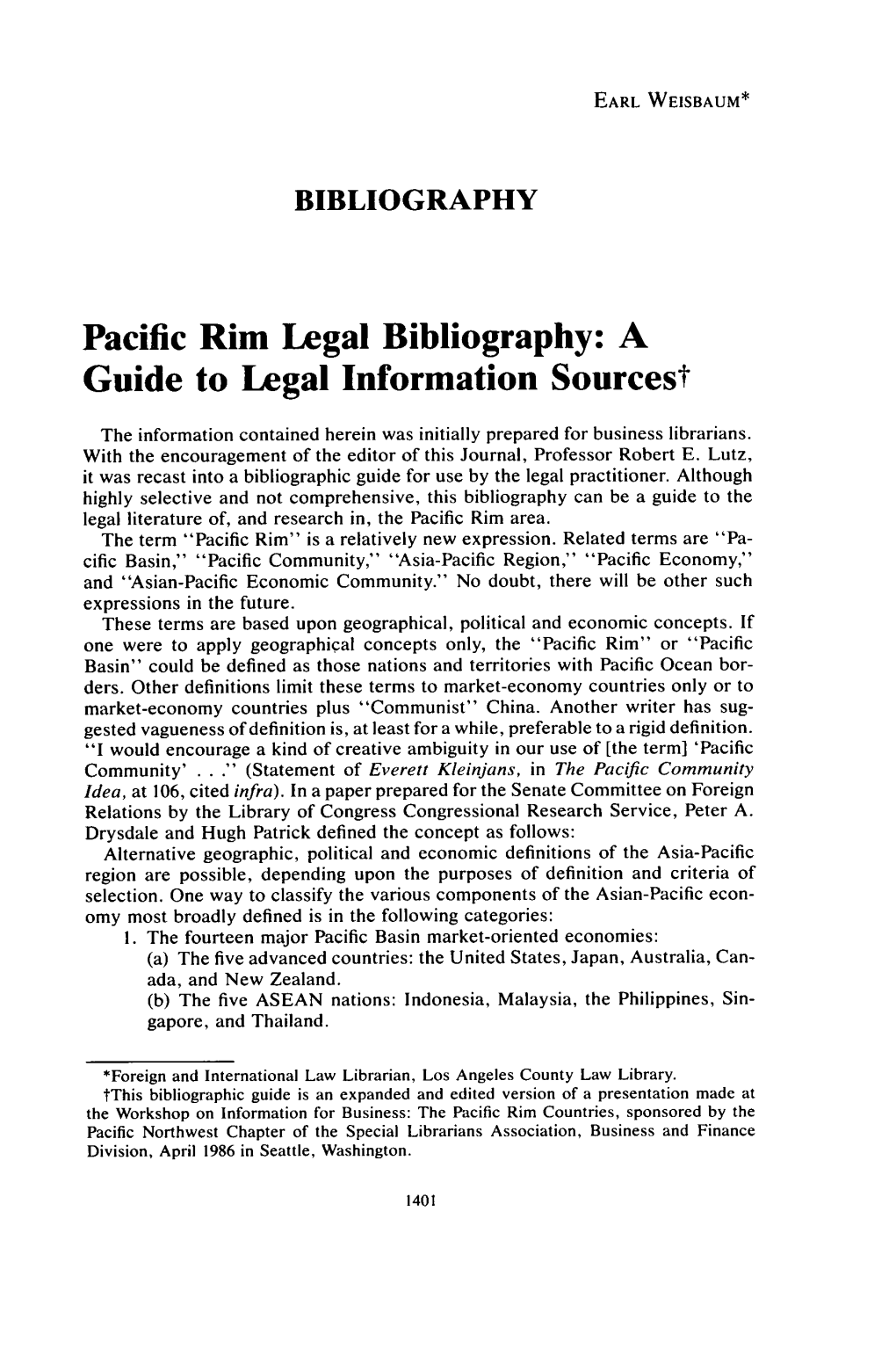 Pacific Rim Legal Bibliograhy