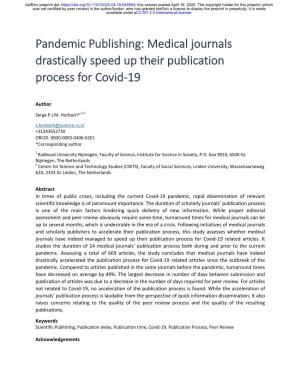 Medical Journals Drastically Speed up Their Publication Process for Covid-19