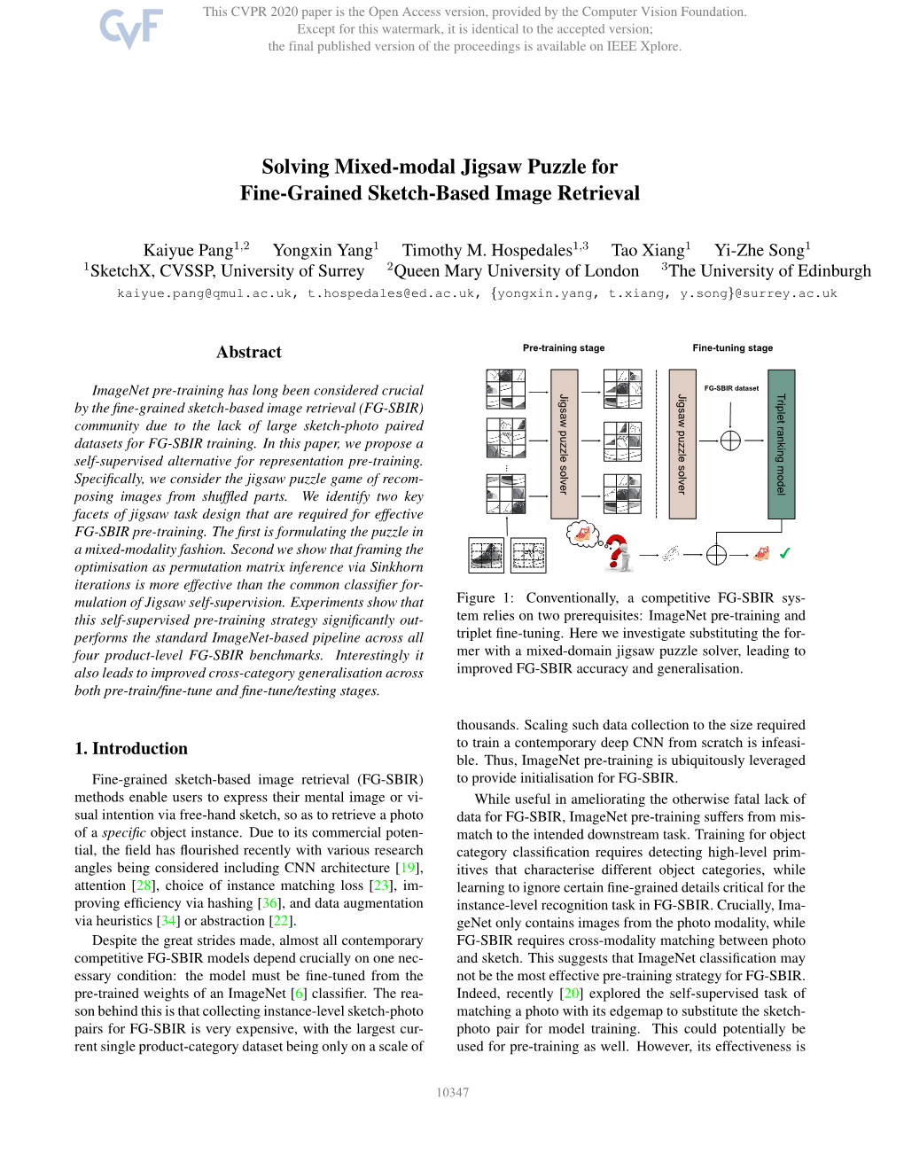 Solving Mixed-Modal Jigsaw Puzzle for Fine-Grained Sketch-Based Image Retrieval