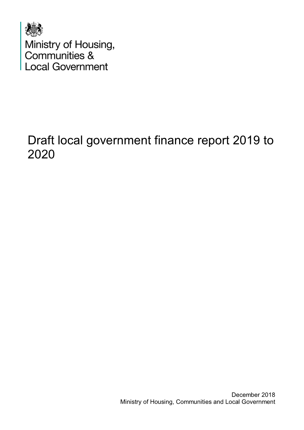 Draft Local Government Finance Report 2019 to 2020