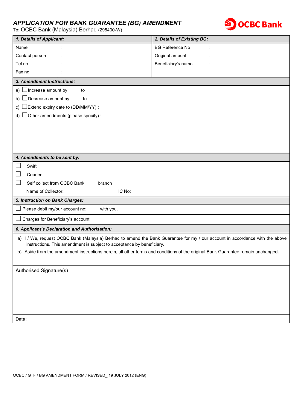 Application for Export Credit Refinancing (Pre-Shipment Drawdown)