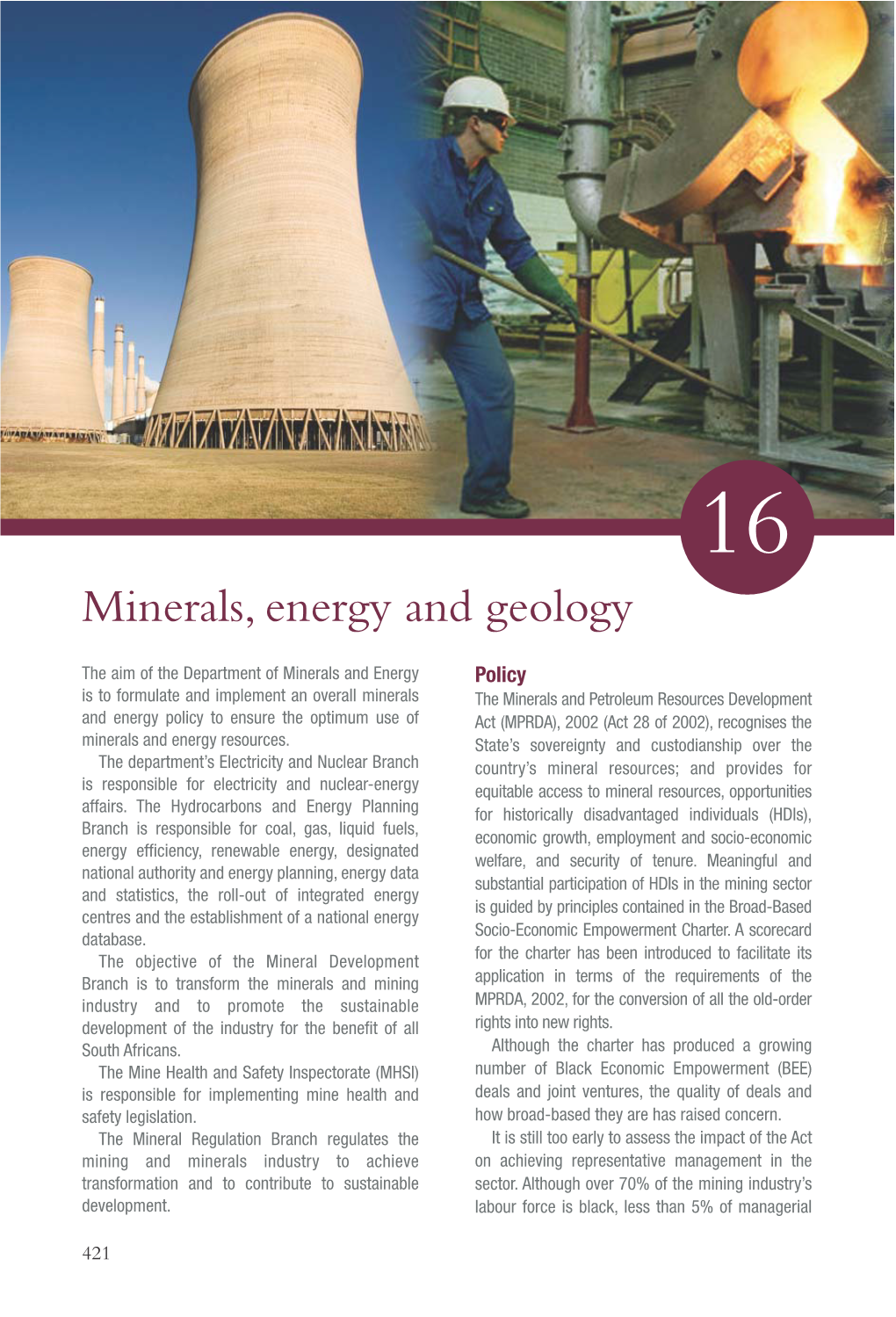 Minerals, Energy and Geology