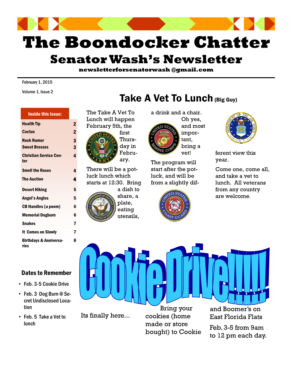 The Boondocker Chatter Senator Wash’S Newsletter Newsletterforsenatorwash @Gmail.Com