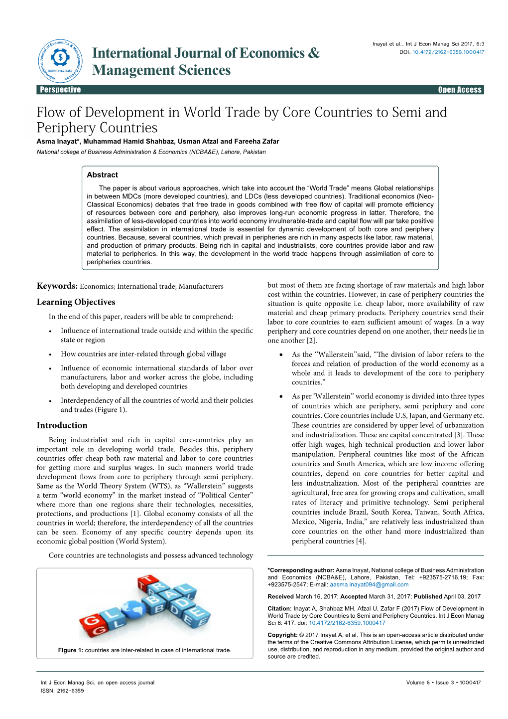 Flow of Development in World Trade by Core Countries to Semi And