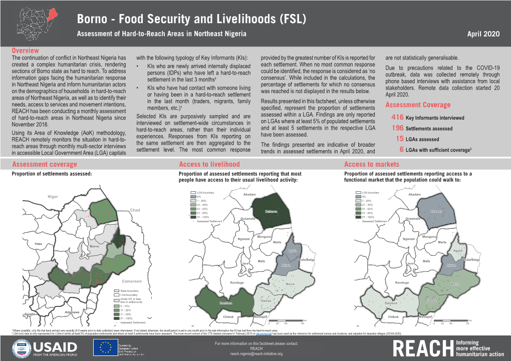 Borno - Food Security and Livelihoods (FSL) Assessment of Hard-To-Reach Areas in Northeast Nigeria April 2020