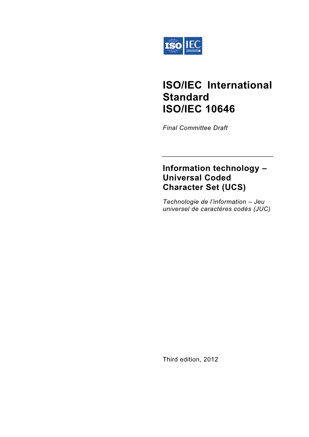 ISO/IEC International Standard ISO/IEC 10646