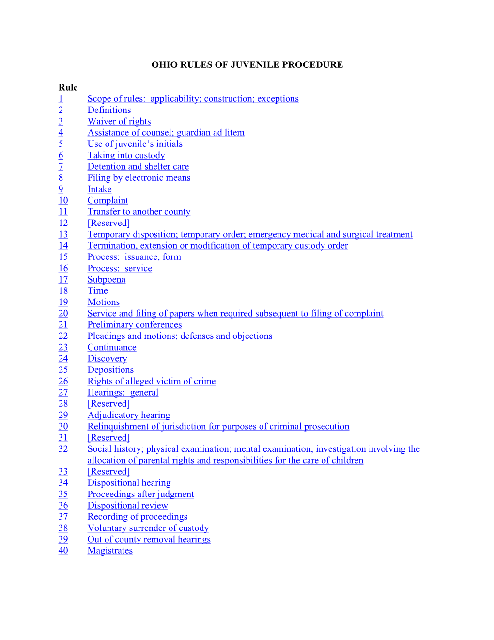 Rules of Juvenile Procedure