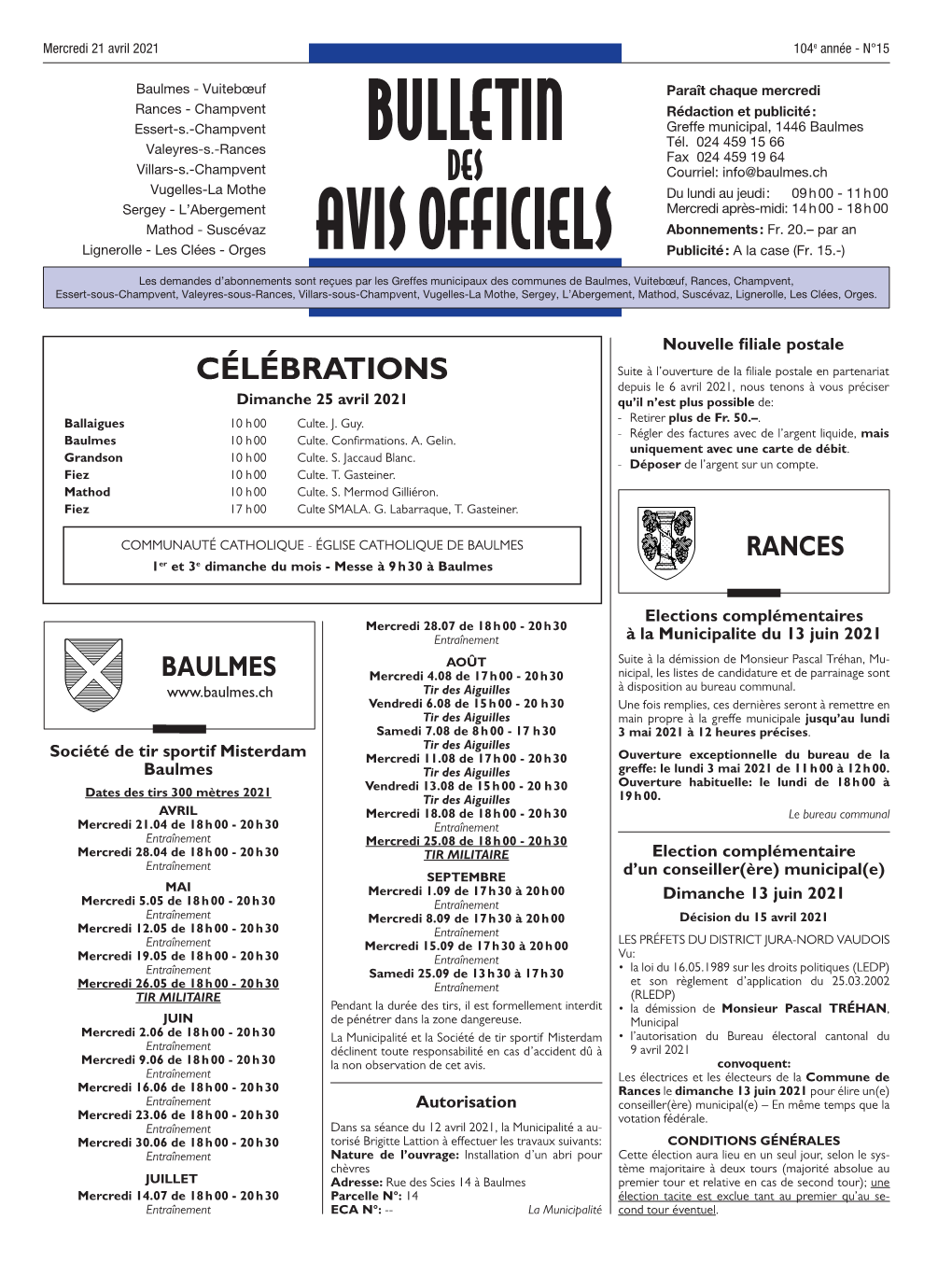 Bulletin Avis Officiels