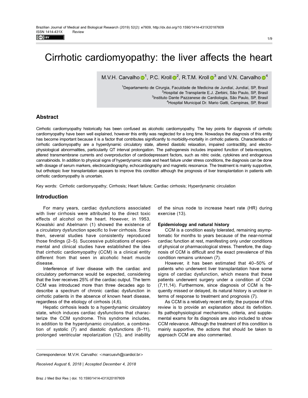 Cirrhotic Cardiomyopathy: the Liver Affects the Heart