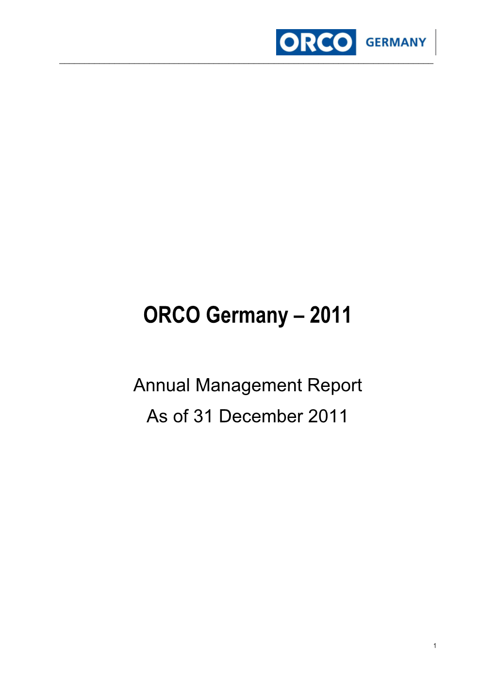 ORCO Germany – 2011
