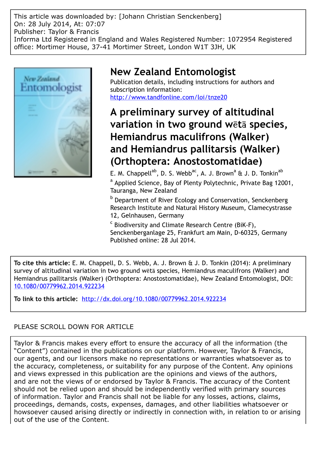 A Preliminary Survey of Altitudinal Variation in Two Ground