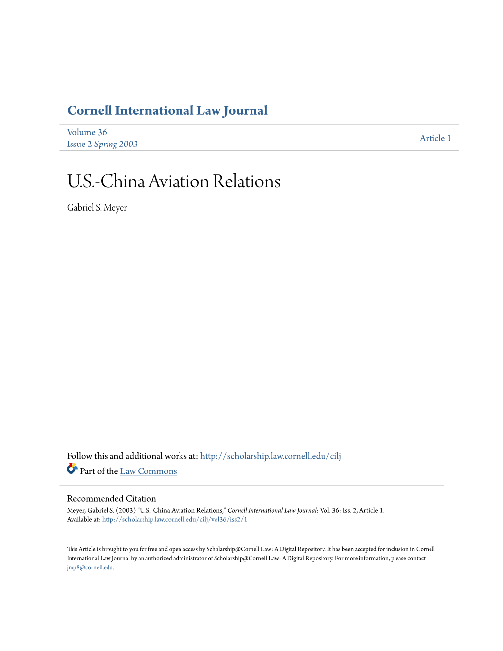 U.S.-China Aviation Relations Gabriel S