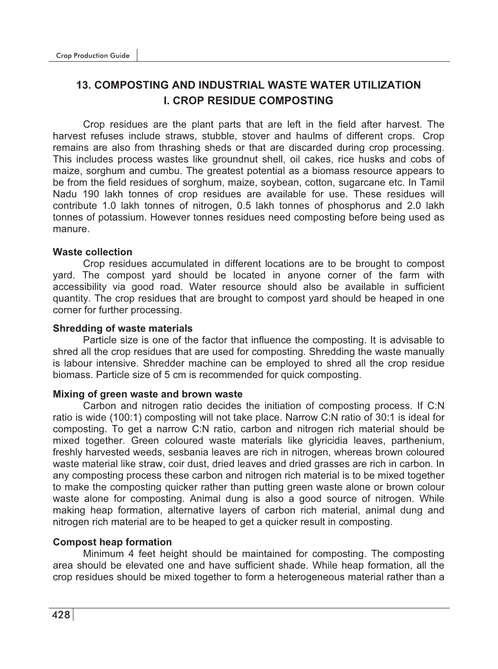 13.1 Composting and Industrial Waste Water Utilization