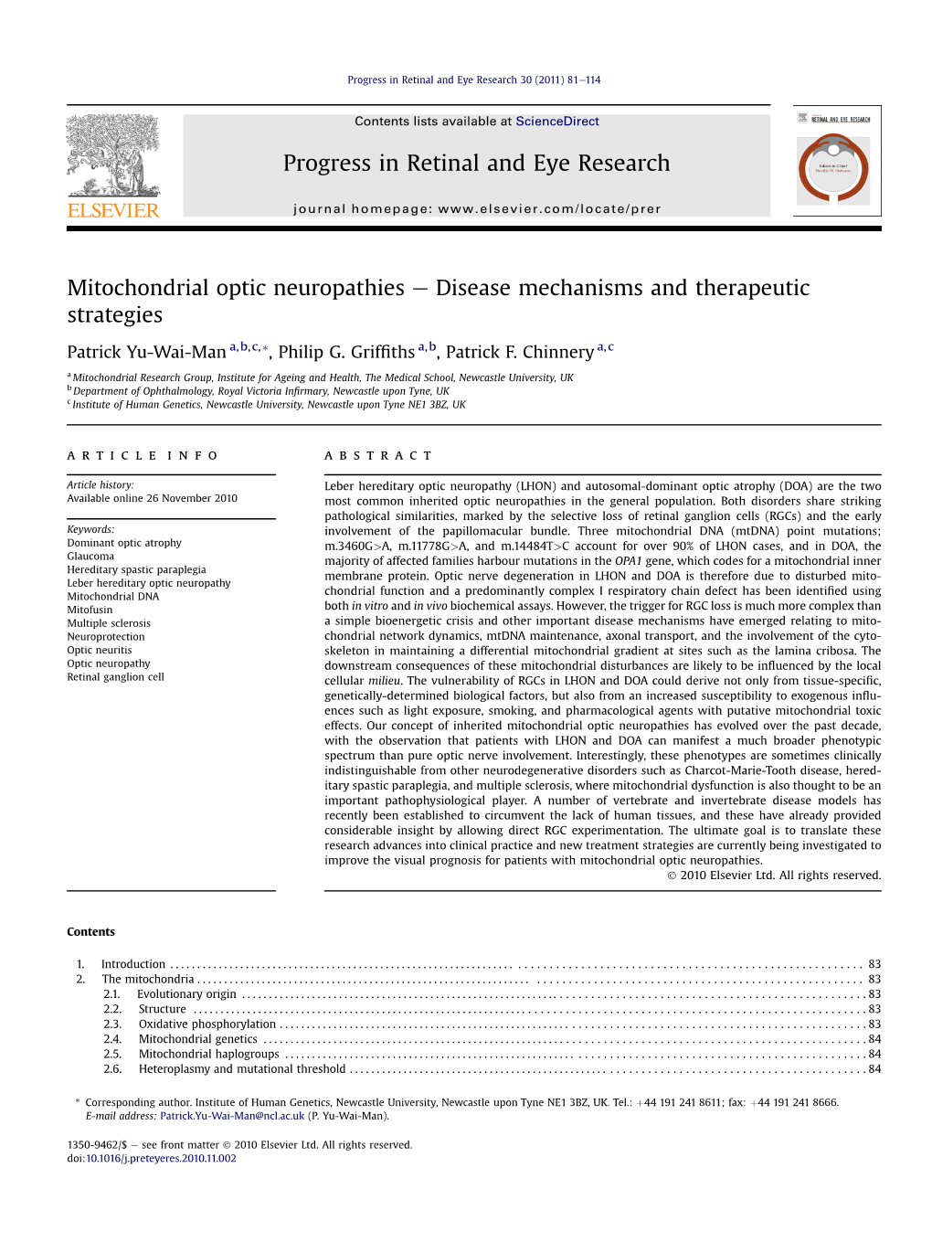 Mitochondrial Optic Neuropathies E Disease Mechanisms and Therapeutic Strategies