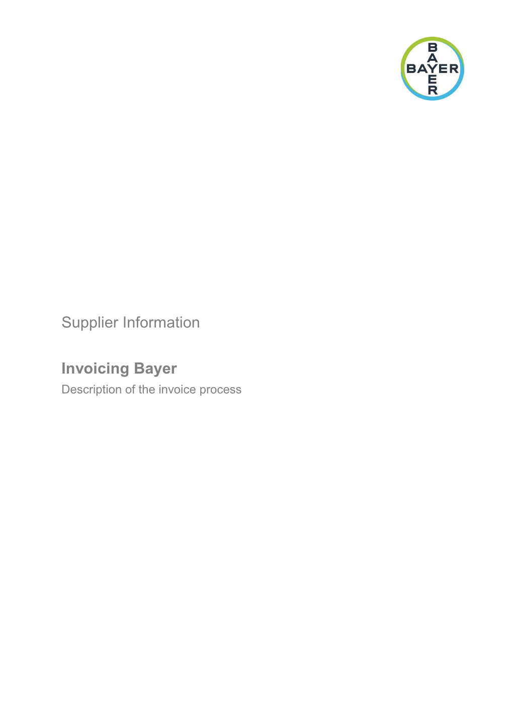 Supplier Information Invoicing Bayer