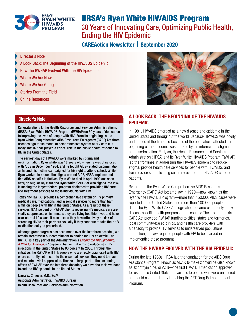 30 Years of Innovating Care, Optimizing Public Health, Ending the HIV Epidemic Careaction Newsletter September 2020