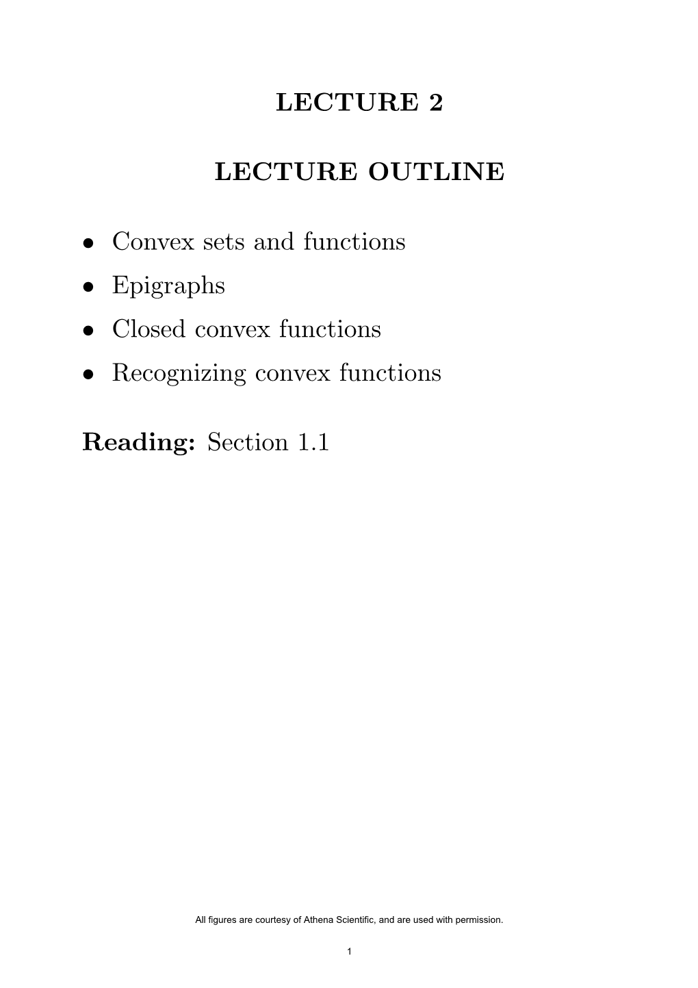 6.253 Convex Analysis and Optimization, Lecture 2