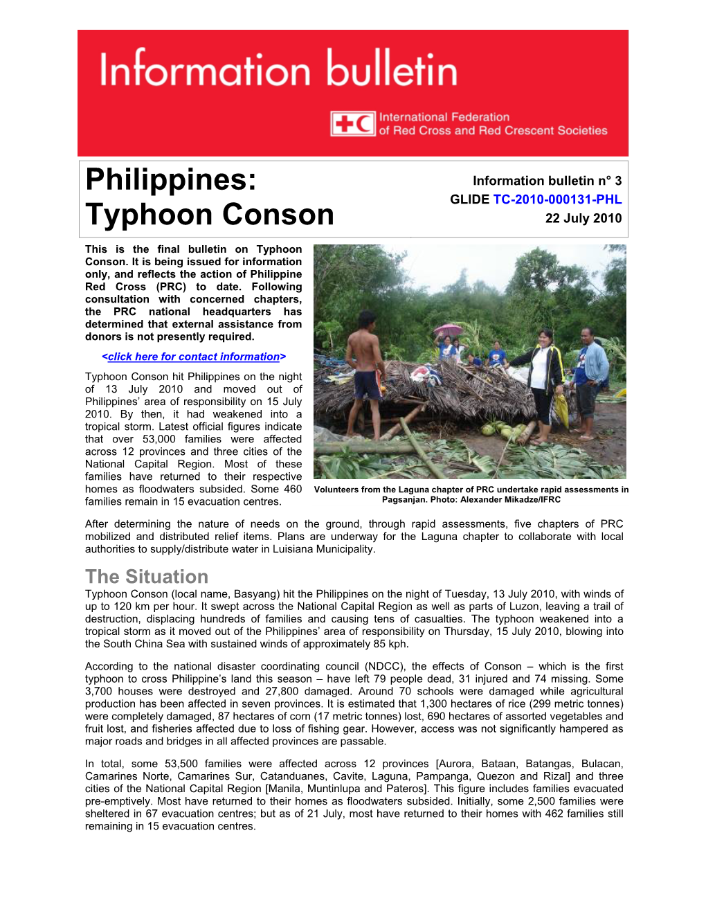 Philippines: Typhoon Conson