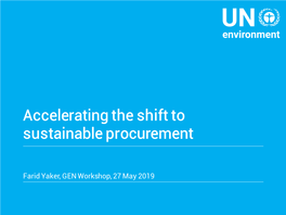 Accelerating the Shift to Sustainable Procurement