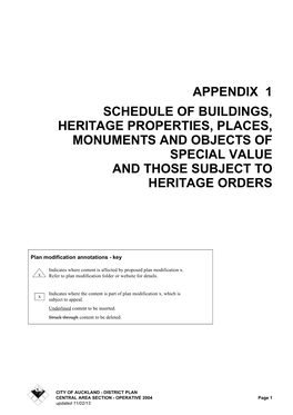 DISTRICT PLAN CENTRAL AREA SECTION - OPERATIVE 2004 Page 1 Updated 11/02/13 APPENDIX 1