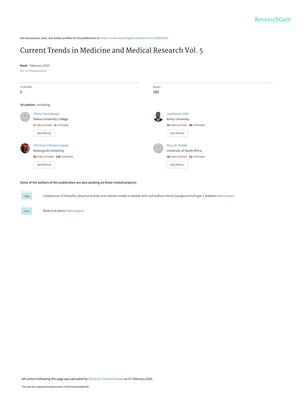 Current Trends in Medicine and Medical Research Vol. 5