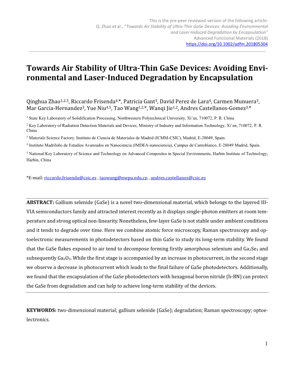 Towards Air Stability of Ultra-Thin Gase Devices: Avoiding