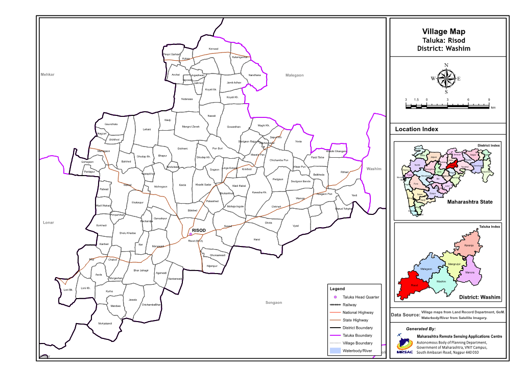 Village Map Taluka: Risod Kenwad District: Washim Pimpri Sarhad Kalamgavhan Kuksa