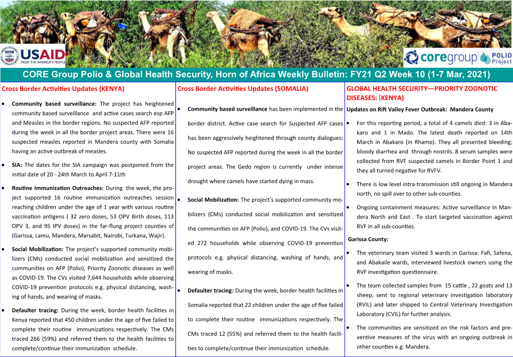 CORE Group Polio & Global Health Security, Horn of Africa Weekly