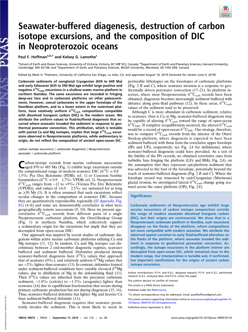 Seawater-Buffered Diagenesis, Destruction of Carbon Isotope Excursions, and the Composition of DIC in Neoproterozoic Oceans