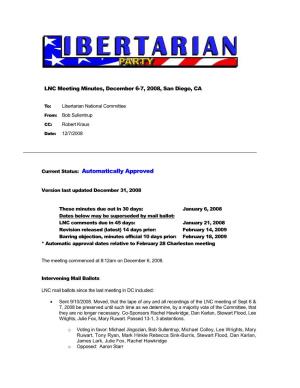 December 6-7, 2008, LNC Meeting Minutes